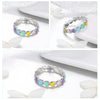 S925 Sterling Silver Heart-shaped Rainbow Ring Female Ring Valentines Day Gift, Size:8 US Size