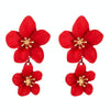 1 Pair Ladies Fashion Geometric Flower Earrings(Red)