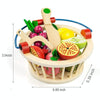 YLB-12 PCS Fruit Basket Children Wooden Magnetic Cut fruit and Vegetables Baby Cut Music Play House Kitchen Toys