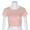 Round Neck Exposed Navel Shirt Body Short Sleeve T-shirt, Size: S(Pink)