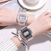 Outdoor Sports Simple Transparent Case Waterproof Luminous Electronic Watch(Transparent Square Black)