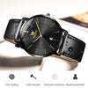 OLEVS 5869 Men Business Waterproof Genuine Leather Strap Quartz Watch(Black)