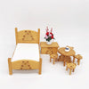 1:12 Mini Doll House Pocket Children Bedroom Small Bear Bed Set(Brown)