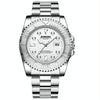 BINBOND B930 Metal Gear Luminous Quartz Watch 30M Waterproof Sports Watch, Color: White Steel-White