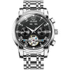 OLEVS 6607 Multi-function Men Big Flywheel Automatic Waterproof Mechanical Watch(Black)