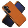 For Samsung Galaxy S25 5G Tri-fold Holder Leather Phone Case with Card Slot(Brown)