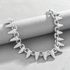 NL110 Spiked Thorns Studded With Diamonds Hip-Hop Cuban Necklace, Size: 45cm (Silver)