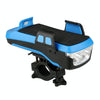 USB Charging Bicycle Light Front Handlebar Led Light   with Holder & Electric Horn2400mAh Battery(Blue)