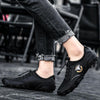 Spring And Summer Men Casual Octopus Peas Lazy Shoes Breathable Leather Shoes, Size: 47(Black)