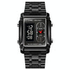 SKMEI 1868 Square Double Display Waterproof Men Watch, Style: Steel Belt (Black)