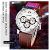 SANDA 5009 Business Fashion Three Eye Six Needle Casual Leather Waterproof Men Quartz Watch(Coffee)