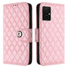 For Redmi Note 11R / Note 11E Rhombic Texture Flip Leather Phone Case with Lanyard(Pink)