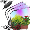 30W Triple Heads Adjustable Spectrum Timing LED Lamp for Plant Growth Lighting, DC 5V
