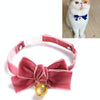 Velvet Bow Collar with Bell, S (17-30cm), Bean Paste - Cat, Dog, Rabbit