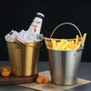 1800ml 304 Stainless Steel Handheld Ice Bucket Bar Beer Chill Bucket Chips Milk Tea Snacks Barrel(Gold)