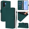 For Samsung Galaxy A56 5G Skin Feel Solid Color Leather Phone Case with Lanyard(Dark Green)