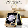 For Samsung Galaxy Z Flip6 VIETAO Woven Leather Metal Ring Phone Case(Pink)