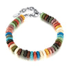 OPK GS1545 Stainless Steel Chain Colorful Volcanic Stone Bracelet