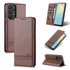 For Samsung Galaxy A73 5G AZNS Magnetic Calf Texture Flip Leather Phone Case(Dark Brown)