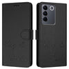 For vivo V27 5G Global Smile Embossing RFID Leather Phone Case(Black)