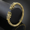 Men Wristband Cuff Dragon-Head  Viking Bracelet Jewelry Fashion Accessories(Antique Gold Plated)