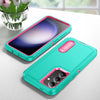 For Samsung Galaxy S24+ / S25+ 5G Rugged PC Hybrid Silicone Phone Case with Holder(Light Green+Rose Red)