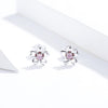 Sterling Silver Flower Earrings S925 Temperament Simple Zircon Earrings