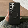 For Samsung Galaxy S25 Ultra 5G Magsafe Magnetic Plain Leather Phone Case(Black)