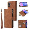 For Samsung Galaxy A16 5G Multifunctional Frosted Zipper Wallet Leather Phone Case(Brown)
