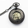 Classical Mechanical Pocket Watch Large Retro Gear Embossed Hollow Pocket Watch(Black)