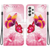 For Samsung Galaxy A73 5G Crystal Texture Colored Drawing Leather Phone Case(Pink Butterflies)