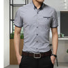 Men Business Shirt Short Sleeves Turn-down Collar Shirt, Size:XXXXXL(Gray)