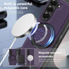 For Samsung Galaxy Z Fold6 5G Kevlar Carbon Fiber 360 Rotation MagSafe Holder Phone Case(Purple)