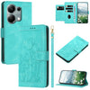 For Redmi Note 13 Pro 5G Tulips Embossed Leather Phone Case with Lanyard(Green)