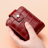 Simple Cowhide Crocodile Pattern Lipstick Bag Storage Portable Makeup Bag With Mirror(Red Wine)
