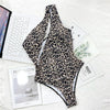 Leopard Print Hollow Strap One-piece Swimsuit For Women, Size: L