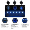 Multi-functional Combination Switch Panel 12V / 24V 6 Way Switches + Dual USB Charger for Car RV Marine Boat (Blue Light)
