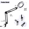 5X Magnifying Glass LED Folding Long Arm Clip Light Eye-protection USB Reading Lamp, Size: Large(Black)