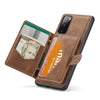 For Samsung Galaxy S20 FE JEEHOOD Retro Magnetic Detachable Protective Case with Wallet & Card Slot & Holder(Brown)