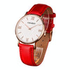 CAGARNY 6812 Concise Style Ultra Thin Quartz Wrist Watch with Leather Band for Women(Red Band)