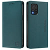 For Samsung Galaxy M62 / F62 4G RC01 Dual-Folded Magnetic Suction RFID Leather Phone Case(Dark Green)