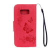 For Galaxy S8 Butterflies Embossing Horizontal Flip Leather Case with Holder & Card Slots & Wallet & Lanyard(Red)