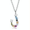 S925 Sterling Silver 26 Engligh Letters Colorful Zircon Women Nacklace Jewelry, Style:J(Silver)