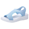 Women Breathable Platform Sandals Flying Woven Wedge Beach Sandals, Size: 43(Light blue)