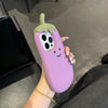 For iPhone 12 Pro Cartoon 3D Eggplant Silicone Phone Case(Purple)
