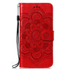 For Xiaomi Redmi K70 Sun Mandala Embossing Pattern Phone Leather Case(Red)