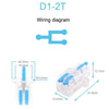 5pcs D1-2T Push Type Mini Wire Connection Splitter Quick Connect Terminal Block(Blue)