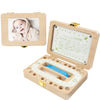 Wooden Photo Frame Boy and Girl Baby Hair Infant Tooth Box Children Tooth Storage Box Souvenir Gift(Chinese Stickers)