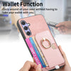For Samsung Galaxy A24 5G Retro Cross Leather Ring Side Insert Card Bag MagSafe Phone Case(Pink)