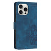 For iPhone 13 Pro Tulips Embossed Leather Phone Case with Lanyard(Blue)
